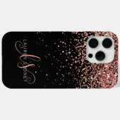 Glam Roos Gold Glitter Elegant Monogram Case-Mate iPhone Case (Achterkant (horizontaal))