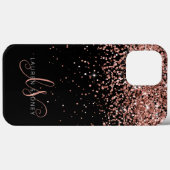 Glam Roos Gold Glitter Elegant Monogram Case-Mate iPhone Case (Achterkant (horizontaal))