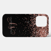Glam Roos Gold Glitter Elegant Monogram Case-Mate iPhone Case (Achterkant (horizontaal))