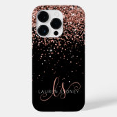 Glam Roos Gold Glitter Elegant Monogram Case-Mate iPhone Case (Achterkant)