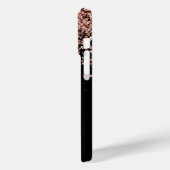 Glam Roos Gold Glitter Elegant Monogram Hoesje Mat (Achterkant / Links)