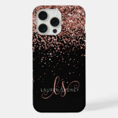 Glam Roos Gold Glitter Elegant Monogram iPhone Hoesje (Achterkant)