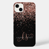 Glam Roos Gold Glitter Elegant Monogram iPhone Hoesje (Achterkant)