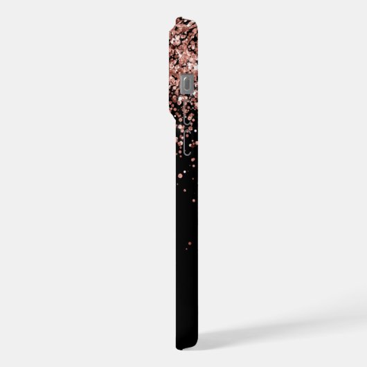 Glam Roos Gold Glitter Elegant Monogram iPhone Hoesje (Linkerkant)