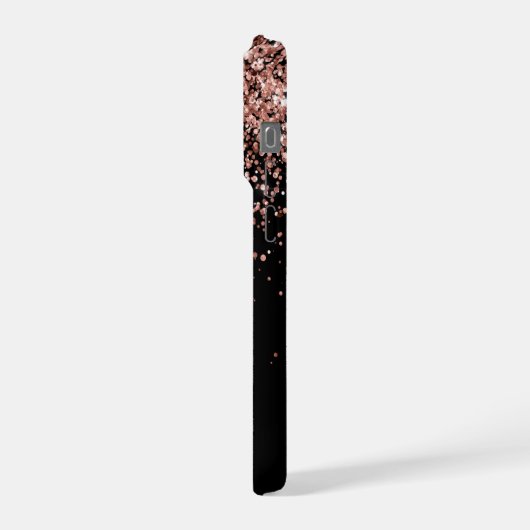 Glam Roos Gold Glitter Elegant Monogram iPhone Hoesje (Linkerkant)