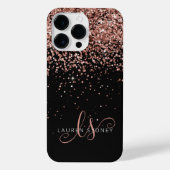 Glam Roos Gold Glitter Elegant Monogram iPhone Hoesje (Achterkant)