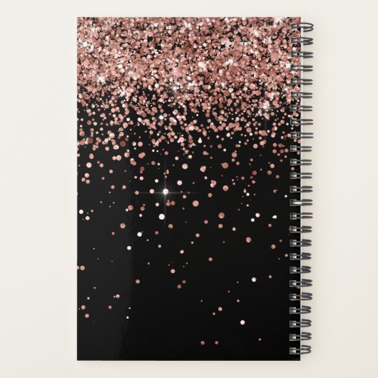 Glam Roos Gold Glitter Elegant Monogram Planner (Achterkant)