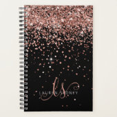 Glam Roos Gold Glitter Elegant Monogram Planner (Voorkant)