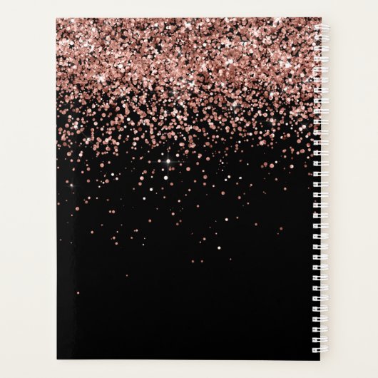 Glam Roos Gold Glitter Elegant Monogram Planner (Achterkant)