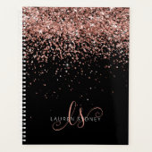 Glam Roos Gold Glitter Elegant Monogram Planner (Voorkant)