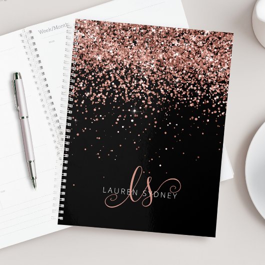 Glam Roos Gold Glitter Elegant Monogram Planner