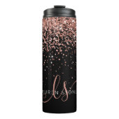 Glam Roos Gold Glitter Elegant Monogram Thermosbeker (Voorkant)