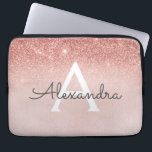Glam Roos Gold Glitter en Sparkle Monogram Laptop Sleeve<br><div class="desc">Glam Roos Gold Ombre Faux Glitter en Sparkle Modern en Elegant Monogram Hoesje. Dit hoesje kan worden aangepast om uw initiaal en voornaam te omvatten.</div>