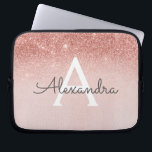 Glam Roos Gold Glitter en Sparkle Monogram Laptop Sleeve<br><div class="desc">Glam Roos Gold Ombre Faux Glitter en Sparkle Modern en Elegant Monogram Hoesje. Dit hoesje kan worden aangepast om uw initiaal en voornaam te omvatten.</div>