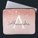 Glam Roos Gold Glitter en Sparkle Monogram Laptop Sleeve<br><div class="desc">Glam Roos Gold Ombre Faux Glitter en Sparkle Modern en Elegant Monogram Hoesje. Dit hoesje kan worden aangepast om uw initiaal en voornaam te omvatten.</div>