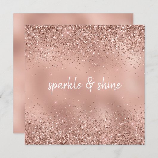 Glam Roos Gold Glitter Feestdagenkaart (Voorkant / Achterkant)