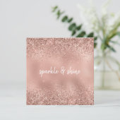 Glam Roos Gold Glitter Feestdagenkaart (Staand voorkant)