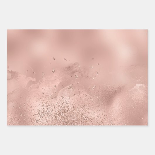 Glam Roos Gold Glitter Glitzy Sparkle Inpakpapier Vel (Voorkant)