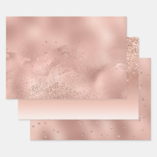 Glam Roos Gold Glitter Glitzy Sparkle Inpakpapier Vel