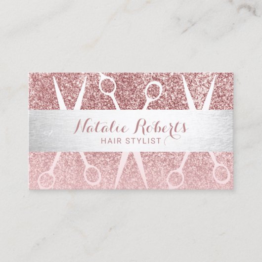 Glam Roos Gold Glitter Hair Stylist Beauty Salon Visitekaartje (Voorkant)