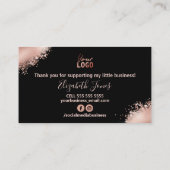 Glam Roos Gold Glitter Hartelijk dank voor uw aank Visitekaartje (Achterkant)