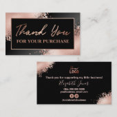 Glam Roos Gold Glitter Hartelijk dank voor uw aank Visitekaartje (Voorkant / Achterkant)