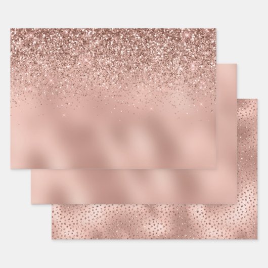 Glam Roos Gold Glitter Inpakpapier Vel (Set)
