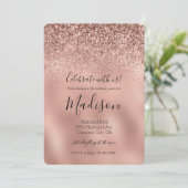 Glam Roos Gold Glitter Kaart (Staand voorkant)