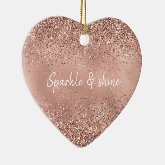 Glam Roos Gold Glitter Keramisch Ornament (Rechts)