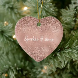 Glam Roos Gold Glitter Keramisch Ornament
