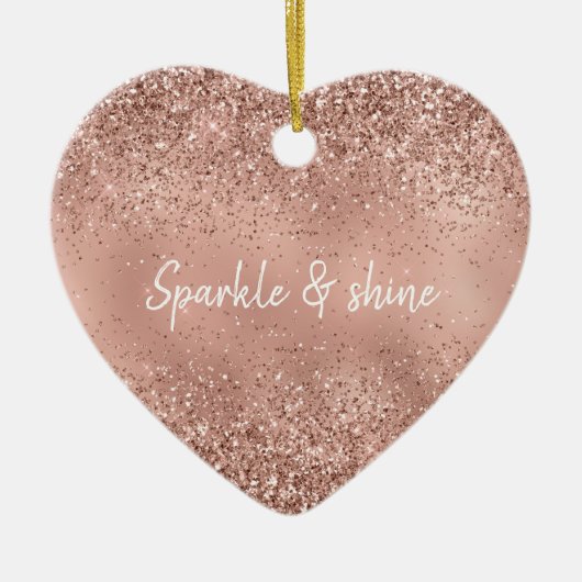 Glam Roos Gold Glitter Keramisch Ornament (Voorkant)