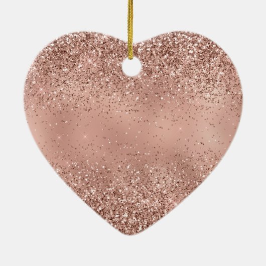 Glam Roos Gold Glitter Keramisch Ornament (Achterkant)