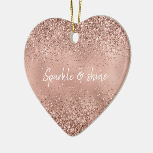 Glam Roos Gold Glitter Keramisch Ornament (Links)