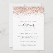Glam Roos Gold Glitter-kerstfeest White Kaart (Voorkant)