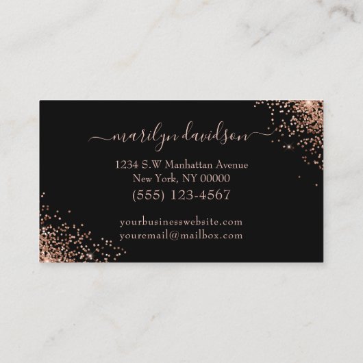 Glam Roos Gold Glitter Lashes Makeup Artist Salon Visitekaartje (Achterkant)