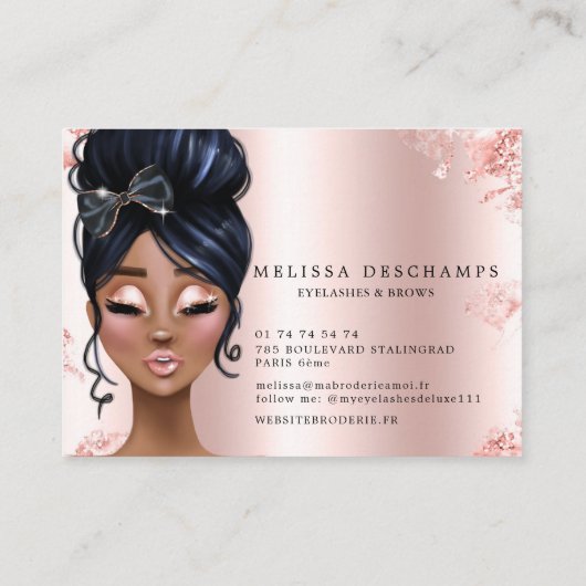 Glam Roos Gold Glitter Lashes Salon Aftercare Visitekaartje (Achterkant)