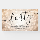 Glam Roos Gold Glitter Lights 40e Verjaardag Spandoek (Horizontaal)