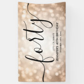Glam Roos Gold Glitter Lights 40e Verjaardag Spandoek (Verticaal)