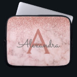 Glam Roos Gold Glitter Marble Sparkle Monogram Laptop Sleeve<br><div class="desc">Glam Roos Gold - Roze Ombre Faux Glitter en Sparkle Marble Stone Modern en Elegant Monogram Hoesje. Dit hoesje kan worden aangepast om uw initiaal en voornaam op te nemen.</div>