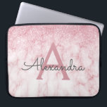 Glam Roos Gold Glitter Marble Sparkle Monogram Laptop Sleeve<br><div class="desc">Glam Roos Gold Ombre Faux Glitter en Sparkle Marble Stone Modern en elegant Monogram Hoesje. Dit hoesje kan worden aangepast om uw initiaal en voornaam op te nemen.</div>