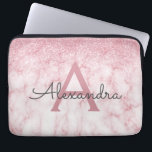 Glam Roos Gold Glitter Marble Sparkle Monogram Laptop Sleeve<br><div class="desc">Glam Roos Gold Ombre Faux Glitter en Sparkle Marble Stone Modern en elegant Monogram Hoesje. Dit hoesje kan worden aangepast om uw initiaal en voornaam op te nemen.</div>