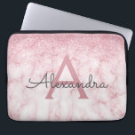 Glam Roos Gold Glitter Marble Sparkle Monogram Laptop Sleeve<br><div class="desc">Glam Roos Gold Ombre Faux Glitter en Sparkle Marble Stone Modern en elegant Monogram Hoesje. Dit hoesje kan worden aangepast om uw initiaal en voornaam op te nemen.</div>