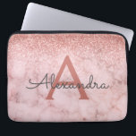 Glam Roos Gold Glitter Marble Sparkle Monogram Laptop Sleeve<br><div class="desc">Glam Roos Gold - Roze Ombre Faux Glitter en Sparkle Marble Stone Modern en Elegant Monogram Hoesje. Dit hoesje kan worden aangepast om uw initiaal en voornaam op te nemen.</div>