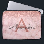 Glam Roos Gold Glitter Marble Sparkle Monogram Laptop Sleeve<br><div class="desc">Glam Roos Gold - Roze Ombre Faux Glitter en Sparkle Marble Stone Modern en Elegant Monogram Hoesje. Dit hoesje kan worden aangepast om uw initiaal en voornaam op te nemen.</div>
