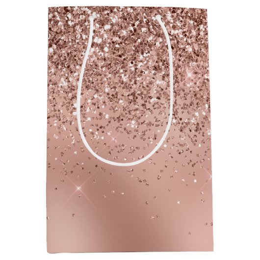 Glam Roos Gold Glitter Medium Cadeauzakje (Voorkant)