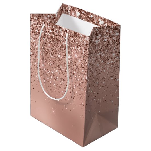 Glam Roos Gold Glitter Medium Cadeauzakje (Achterkant Gekanteld)