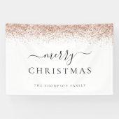 Glam Roos Gold Glitter Name White Merry kerst Spandoek (Horizontaal)