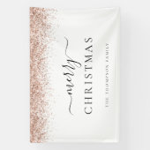 Glam Roos Gold Glitter Name White Merry kerst Spandoek (Verticaal)