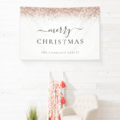 Glam Roos Gold Glitter Name White Merry kerst Spandoek (Insitu)