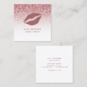 Glam Roos Gold Glitter Pink Lips Make-up Artist Vierkante Visitekaartje (Voorkant / Achterkant)